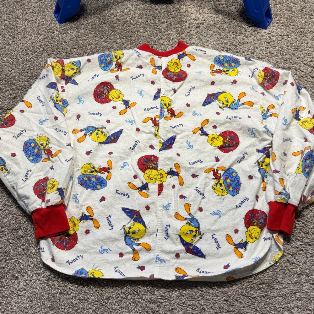 Vintage tweety bird pajama set women medium 90s bold fleece - Picture 6 of 10